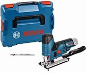 Bosch Professional 12V System Battery Jigsaw GST 12V-70 (Cutting Depth in Wood: 70 mm, Includes 2x Saw Blade, Sliding Shoe, Chip Protection, L-BOXX, without Battery/Charger)