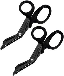 Ever Ready Titanium Bonded Bandage Shears 7 1/4" Bent, Tactical Stealth Black - 2 Pack