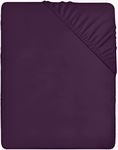 Utopia Bedding Fitted Sheet Double, Purple - Deep Pocket 14 inch (35 cm) - Easy Care - Soft Brushed Microfibre Fabric - Shrinkage and Fade Resistant - Bottom Sheet