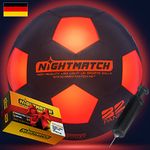 NIGHTMATCH Premium LED Light Up Football - Perfect Glow in The Dark Football Size 5 with 2 LEDs, 8 Batteries & 1 Pump - Glow Football with Water Resistance - Birthday for Kids