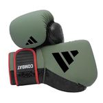 adidas Combat 50 Boxing Gloves, Training, Sparring, Boxing Bag Workouts, for Men, Women, Kids, PU, Strap Provides Wrist Support, Hook, Punch (Orbit Green/Black, 12 oz)