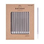 PHD CAKE Silver Long Thin Metallic Birthday Candles, Cake Candles, Birthday Parties, Wedding Decorations, Party Candles