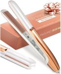 Lily England Ceramic Hair Straighteners for Women - 2 in 1 Hair Straightener and Curler, Fast Heating Plates, 100-230℃ Adjustable Temperature - Hair Straighteners & Curlers in One, White & Rose Gold