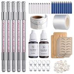 Charme Princesse Eyebrow Microblading Kit Double Sided Manual Pen Kit with 20Pcs Needles Pigment Practice Skin Eyebrow Ruler Ring Cup for Permanent Makeup Supplies EK910S20-1