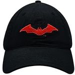 Concept One Unisex's The Batman Dad Hat, Embroidered Logo Baseball Cap with Flat Brim, Black, One Size