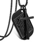 Jstyle Stainless Steel Dog Tags Cross Necklaces for Men Prayer Cross Necklace Military Rolo Chain 3mm 24 Inch, Stainless Steel, stainless steel