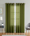 GD Home Fabric Cotton Linen Solid Curtain with Eyelet Rings, Door Curtains for Pooja Room/Living Room/Dining Hall/Hotel/Bedroom/Kid Room/Kitchen (8 Feet, Olive Green) Set of 2