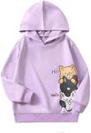 Floerns Girl's Long Sleeve Hooded Pullover Top Cute Cartoon Print Hoodie Sweatshirts Purple 12Y