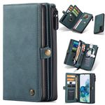 Kowauri Wallet Case for Galaxy S20 FE 5G,Zipper Purse Folio Magnetic Leather Wallet Protection Card Slot Holder Detachable Slim Magnetic Back Cover Case for Samsung Galaxy S20 Fan Edition 5G (Blue)