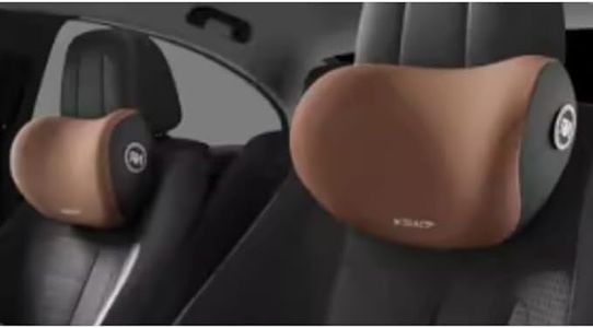 CRENTILA Car Neck Pillow,Neck Pain Relief for Long Drive Car Seat Back Head Rest Memory Foam Pillow for Driving with Adjustable Strap,and Breathable Removable Cover (Brown)(1pcs)