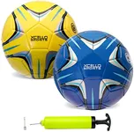 Xcello Sports Size 3 Soccer Ball 2 Pack (Blue/Silver, Yellow/Blue) w/Pump