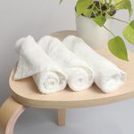 HEELIUM Bamboo Face Towel | Ultra Absorbent & Odour-Free | 3X Softer Than Cotton Towels | 30 x 30 cm - 600 GSM | Pack of 3 - White