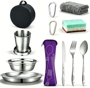 LIFCIUSO Stainless Steel Camping Cutlery Set, Scout Camping Mess Kit