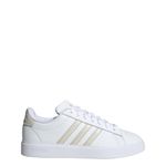 Adidas Grand Court Shoes, Cloud White/Aluminium/Gold Metallic, 8