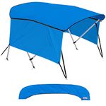 KNOX Universal 3 Bow Bimini Tops for Boats with Sidewalls, 900D Marine Canvas, Sun Shade Boat Canopy Kit, Bimini Top Hardware, Frame, Support Poles, Storage Boot, 54-60" W, Pacific Blue