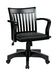 Office Star 108BLK-3 Wood Bankers Desk Chair with Vinyl Seat, Black