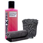 ShineXPro Foam Car Wash Shampoo With 2Pcs 400GSM Microfiber Cloth & Wash Mitt - Thick Foam With Shine Enhancing Formula