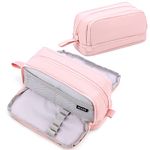 Eucomir Pencil Case with 4 Compartments for Girls Boys, Large Pencil Case Stationery Organizer Aesthetic Pencil Case for Kids Women Men Teenagers Students,Pink