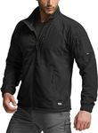 CQR Men's Full-Zip Tactical Jacket, Soft Warm Military Winter Fleece Jackets, Outdoor Windproof Coats with Zipper Pockets HKZ201-BLK Medium Black