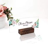 Personalized Desk Name Plate Plaque | Unique Gift | Wood Holder | Office Decor | Teacher Name Plate | Sign | Artswave (Sky Flower)