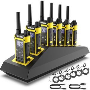 KETELESE T3F IP67 Waterproof Walkie Talkies, Rugged Two Way Radio with Earpiece, Triple Proof, Three Charging Options, FRS 2 Way Radio 22 Channels, NOAA, VOX (6 Pack), Black/Yellow