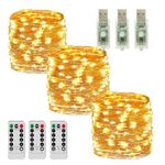 AcaJoe Fairy Lights 3Pack 33Ft String Lights for Bedroom 8 Modes USB Powered Twinkle Lights Indoor with Remote Control, Fairy String Lights Plug in for Christmas Outdoor Home Room Decor