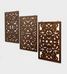 THE URBAN STORE Decorative & Handcrafted Wooden Wall Panels/Wall Dcor/Wall Decals for Home & Office Decor (45 x 30 CM) / Set of 3 Pcs (Clear Walnut Finish)