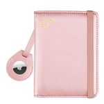 WALNEW AirTag Passport Holder, PU Leather Airtag Wallet RFID Blocking Passport Cover Travel Essentials Case for Women Men (Pink)