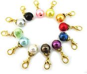 Blovess yueton 20pcs Colorful Pearl Dangle Charms Pendant with Lobster Clasp Jewelry Making Accessory Fit Floating Locket Charms Necklaces(Golden)