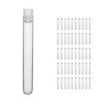 ULAB Plastic Test Tubes with Flange Stoppers, 50pcs of Dia.16x125mm Party Tubes, Nature Color, 50pcs PE Flange Stoppers, Dia.16mm, Nature Color, UTT1015