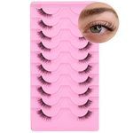 Half Lashes Natural Look Wispy Cat Eye Lashes Fluffy 13 mm Clear Band Accent Short False Eyelashes that Look Like Extensions 10 Pairs by FANXITON