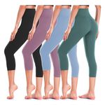 CTHH 4 Pack Leggings for Women-High Waisted Non See-Through Yoga Pants Tummy Control Workout Gym Tights