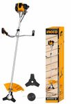 INGCO GBC5434421 Side Pack Crop Gasoline Grass Trimmer & Brush Cutter Petrol Engine with Line Spool & 3 Teeth Blades for Crop Trimming, Grass, Garden, Lawn (1.25kW, 2 Stroke, 42.7cc, 1200ml, 9000rpm)