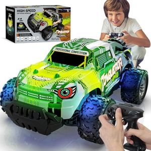 Remote Controlled Car from 6 Years, RC Car with Remote Control from 3 4 5 8 10 Years, 1/18 Car Remote Controlled Children with Lights, 2.4 GHz Remote Controlled Monster Truck (2 Batteries)