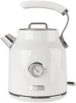 Haden Dorset 75073 Retro Stainless Steel Tea Kettle, 1500W Hot Water Kettle Electric Kettles for Boiling Water, 1.7L Ivory White Electric Tea Kettles Automatic Shut Off, Boil-Dry Protection Tea Pots