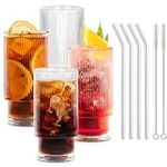 Combler Glass Cups with Straws, Dri