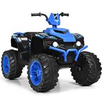 Maxmass 12V Electric Quad Bike, Kids Ride on ATV with LED Light, Bluetooth, Music & Horn and Slow Start, Children Battery Powered Vehicle Toy Car for Toddler 3-7 Years Old (Blue)