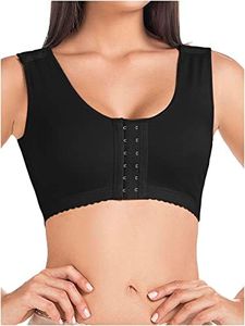 MariaE 9304 Front Closure Full Coverage Back Support Posture Corrector Post Surgery Bra for Women Black 3XL