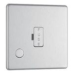 BG Electrical FBS55-01 Screwless Flat Plate Fused Connection Unit with Cable Outlet, Brushed Steel, 13 Amp, 8.6 cm*2.33 cm*8.6 cm