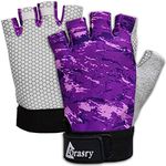 Drasry UV Fishing Gloves Fingerless Sun Protection Men Women UPF50+SPF for Kayaking Paddling Hiking Sailing Rowing Driving (S, purple)