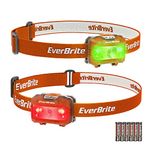 EverBrite LED Head Torch Battery Powered, Christmas Lightweight Headlamp with 5 Lighting Modes, Headlight for Kids and Adults Camping, Running, Cycling, Fishing, Hiking, Reading(2 Pack, Orange)