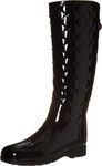 Hunter Women's Refined Tall Quilted Gloss Rain Boot, 6.5 us, Black, 8