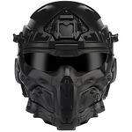 Full Wrapped Paintball Helmet, Built-In Headset, Masks, Goggles, Defogging Fans, All-In-One Design, Detachable, for Air Gun Protection, Shooting, Military Confrontation,Black