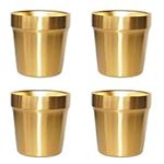 Stainless Steel Double Walled Insulated Cups(Set of 4) Stackable, Coffee Cup/Tea Cup/Chilling Beer Glasses, Great for Kids and Toddlers, for Travel, Outdoor, Camping&Everyday(175ml, Golden)