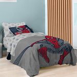 Saturday Park Marvel Spiderman Web Stripe Queen Bed Set - 7 Piece 100% Organic Cotton Bedding - GOTS & Oeko-TEX Certified (Marvel Official)