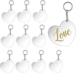 Acrylic Heart Keychain Blanks with Metal Rings for DIY Crafts (3x2.75 In, 10 Pack)