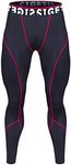 Crazynekos Mens Compression Trousers Oversized Leggings Gym Cool Dry Plus Size Tight Long Pants, Black-red Line, 5X-Large