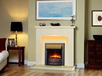 Endeavour Fires New Cayton Electric 42"Fireplace Suite, fitted with Black Trim and Fret, 220/240Vac 1&2kW with 7 day Programmable Remote Control Heater in off white MDF Surround