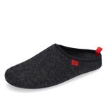 Andrés Machado Unisex home slippers for Men & Women - summer & winter - DYNAMIC - made of Wool & Felt - anti-slip rubber outsole & removable Insole - Black Size UK WOMEN 7/ UK MEN 6/ EU 40