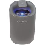 Russell Hobbs RHDH1061G 300ml/day, Grey Dehumidifier with Auto Defrost for Home, Kitchen, Basement, Garage, Caravan, Bathroom, Lightweight, 15m2 Room Size, LED Lighting